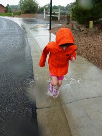 Playing in the Rain in Kids Patagonia Torrentshell Raincoat 2