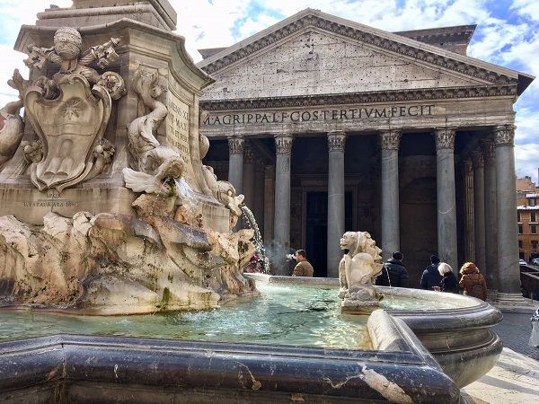 Rome Italy Pantheon square and fountain