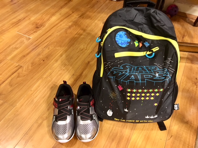 Back to school backpack and cheap sneakers