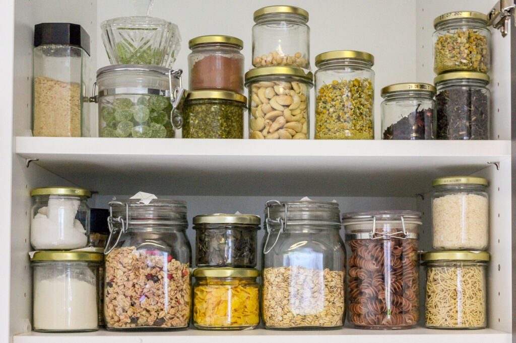 pantry with jars of food